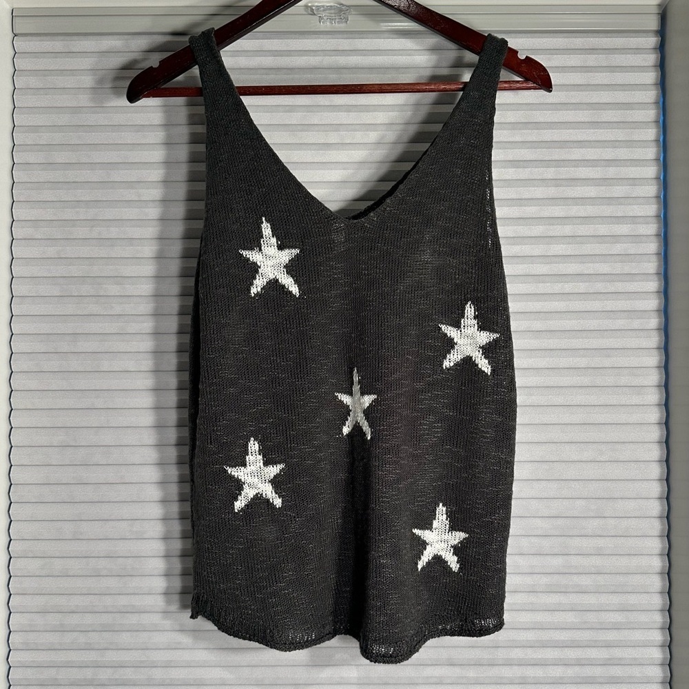 Knit star tank grey and white C-6